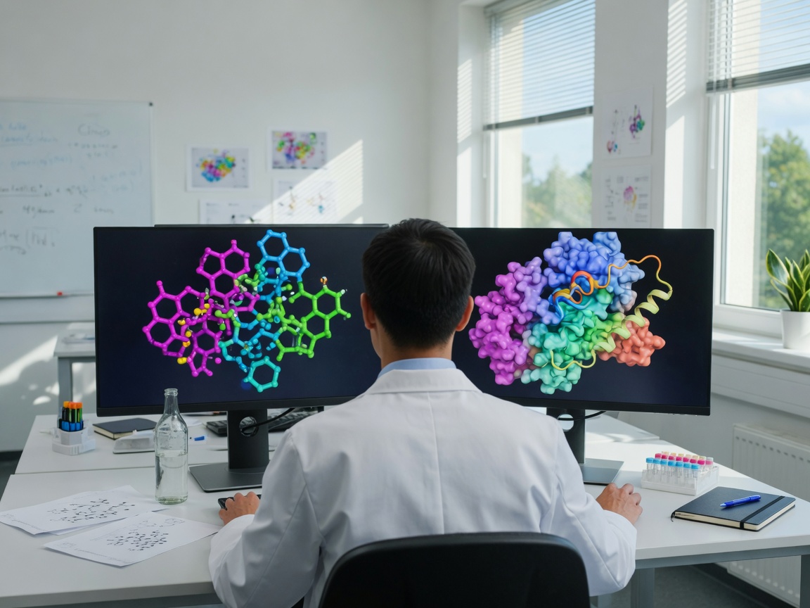 研究人员在屏幕上评估分子结构
